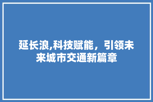 延长浪,科技赋能，引领未来城市交通新篇章