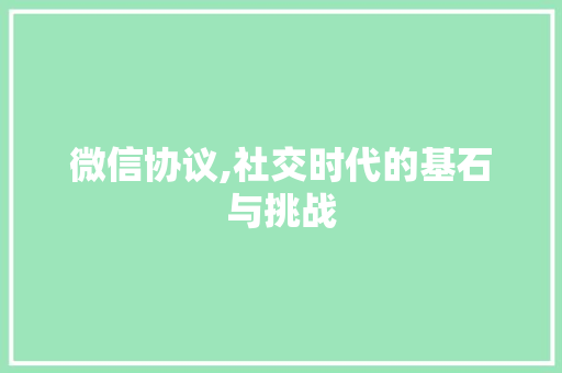 微信协议,社交时代的基石与挑战 seo技术