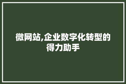 微网站,企业数字化转型的得力助手