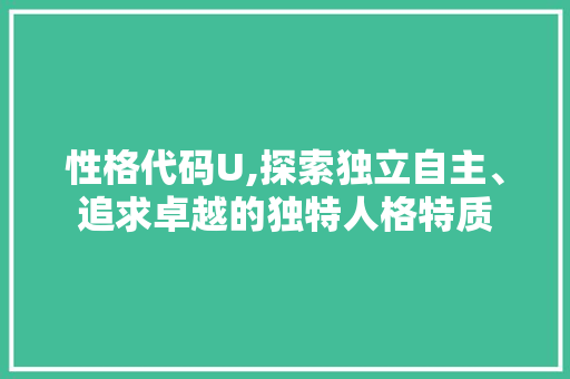 性格代码U,探索独立自主、追求卓越的独特人格特质