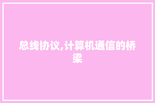 总线协议,计算机通信的桥梁