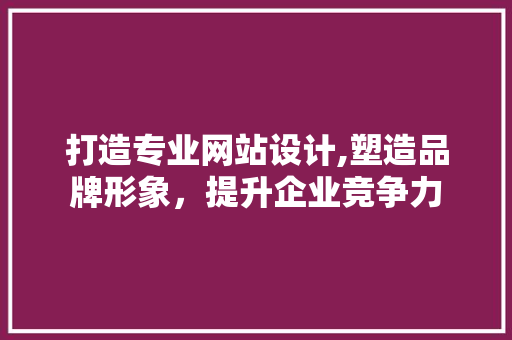 打造专业网站设计,塑造品牌形象，提升企业竞争力 360搜优化