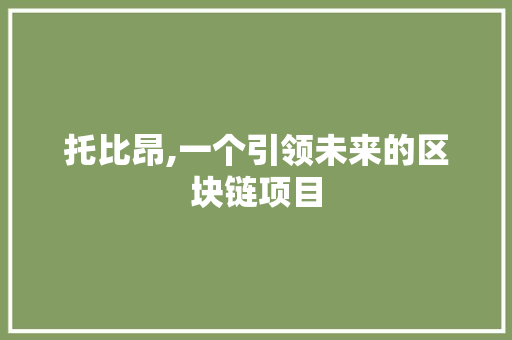 托比昂,一个引领未来的区块链项目