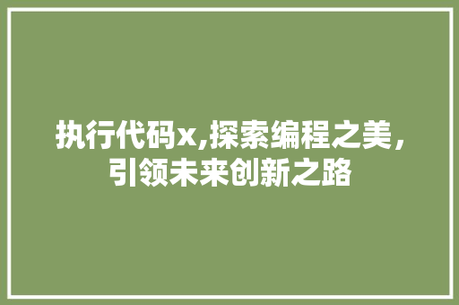执行代码x,探索编程之美，引领未来创新之路