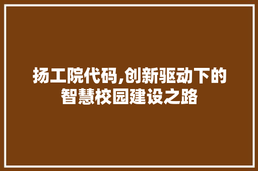 扬工院代码,创新驱动下的智慧校园建设之路 网站优化