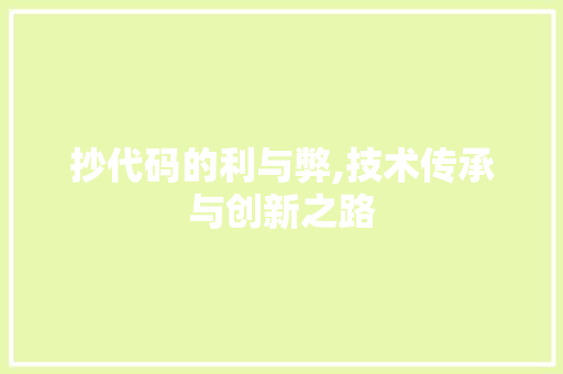抄代码的利与弊,技术传承与创新之路