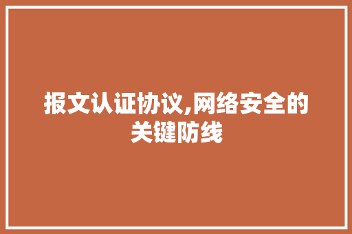 报文认证协议,网络安全的关键防线