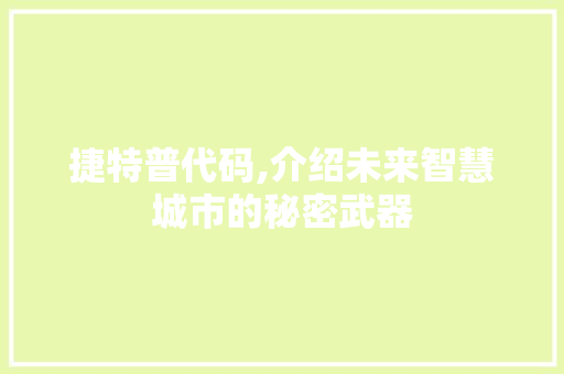 捷特普代码,介绍未来智慧城市的秘密武器 网站优化