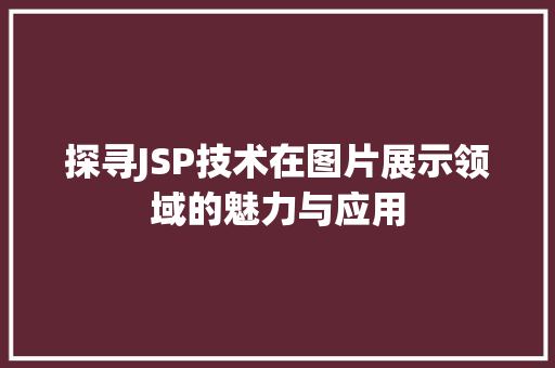 探寻JSP技术在图片展示领域的魅力与应用