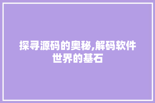 探寻源码的奥秘,解码软件世界的基石