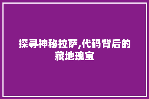 探寻神秘拉萨,代码背后的藏地瑰宝