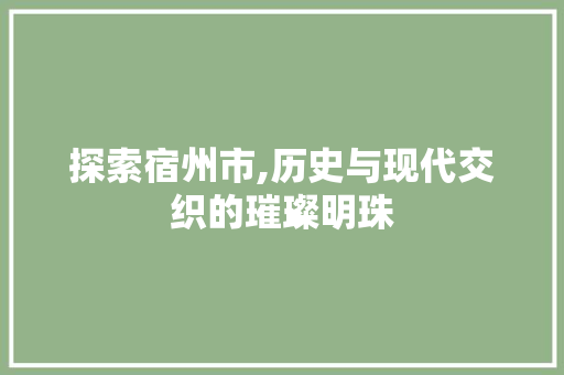 探索宿州市,历史与现代交织的璀璨明珠 网站优化