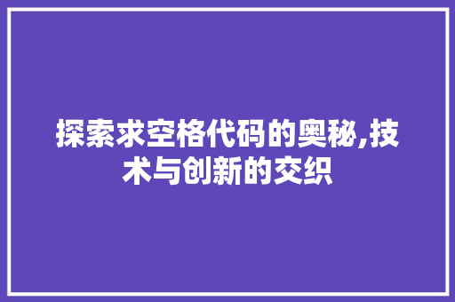 探索求空格代码的奥秘,技术与创新的交织