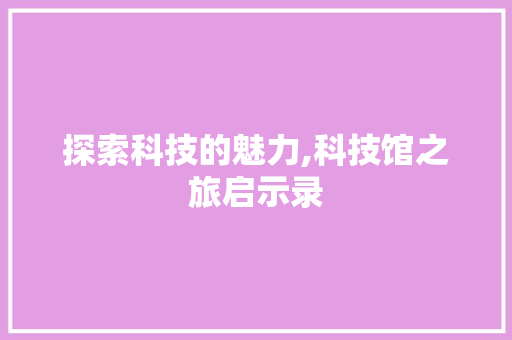 探索科技的魅力,科技馆之旅启示录