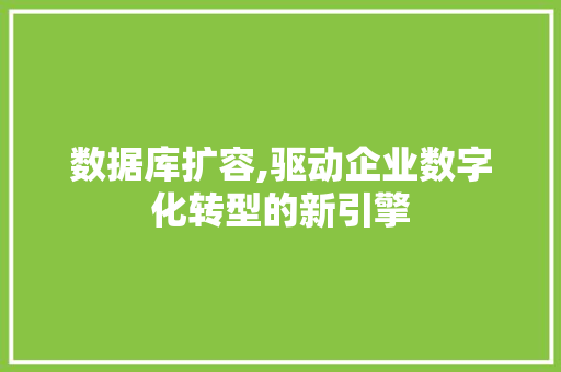 数据库扩容,驱动企业数字化转型的新引擎 英文谷歌算法