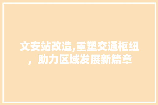 文安站改造,重塑交通枢纽，助力区域发展新篇章 seo技术