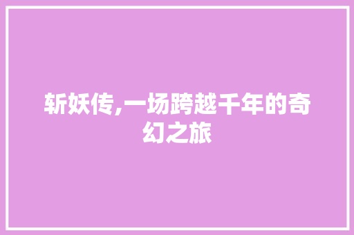 斩妖传,一场跨越千年的奇幻之旅 网站优化