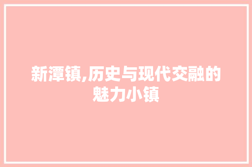 新潭镇,历史与现代交融的魅力小镇 网站优化