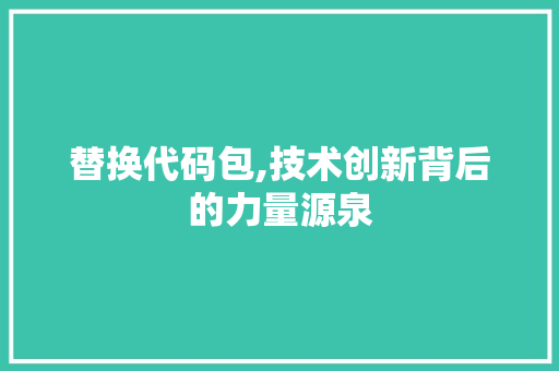 替换代码包,技术创新背后的力量源泉