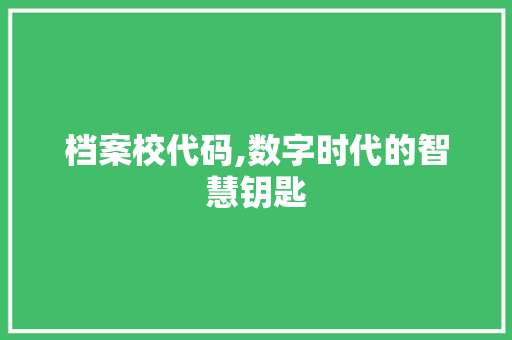 档案校代码,数字时代的智慧钥匙