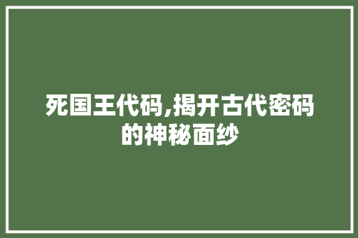 死国王代码,揭开古代密码的神秘面纱 seo技术