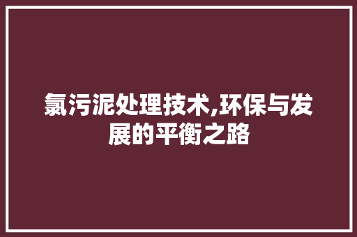 氯污泥处理技术,环保与发展的平衡之路 网站开发