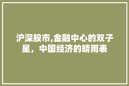 沪深股市,金融中心的双子星，中国经济的晴雨表 小程序开发