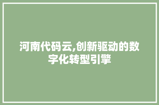 河南代码云,创新驱动的数字化转型引擎