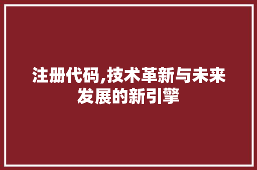 注册代码,技术革新与未来发展的新引擎