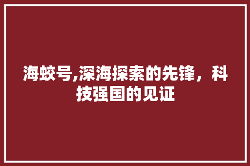 海蛟号,深海探索的先锋，科技强国的见证