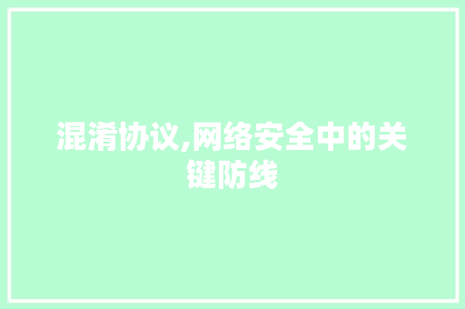 混淆协议,网络安全中的关键防线