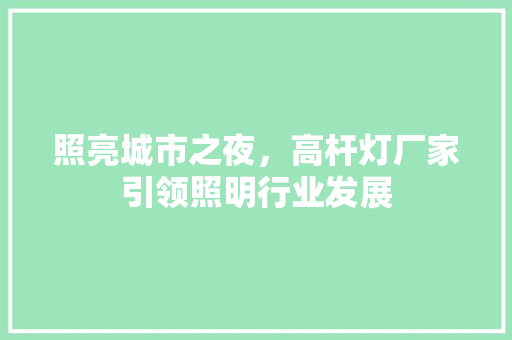 照亮城市之夜，高杆灯厂家引领照明行业发展