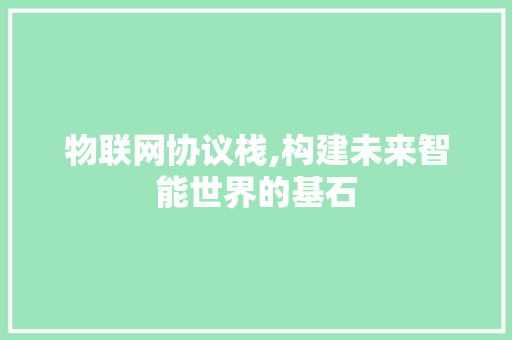 物联网协议栈,构建未来智能世界的基石 搜狗优化