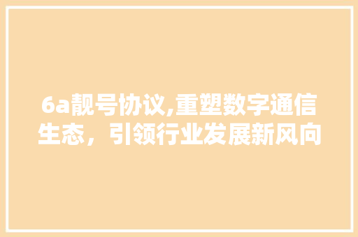 6a靓号协议,重塑数字通信生态，引领行业发展新风向