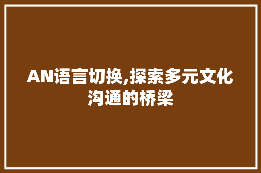 AN语言切换,探索多元文化沟通的桥梁