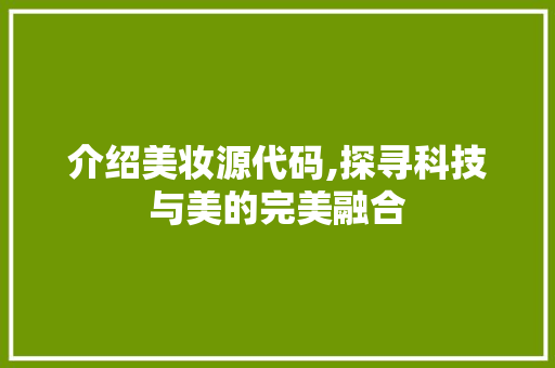 介绍美妆源代码,探寻科技与美的完美融合 英文谷歌算法
