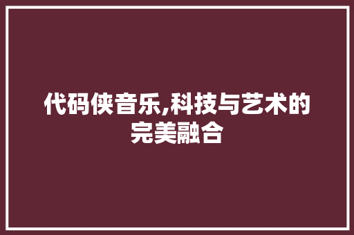 代码侠音乐,科技与艺术的完美融合 小程序开发