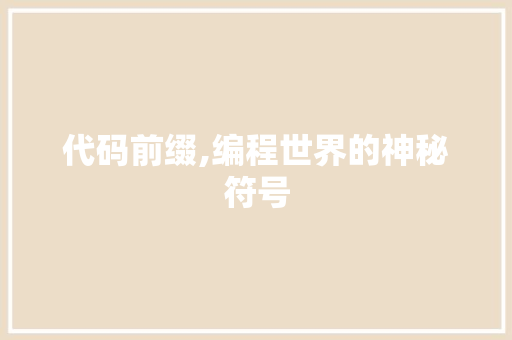 代码前缀,编程世界的神秘符号 百度算法