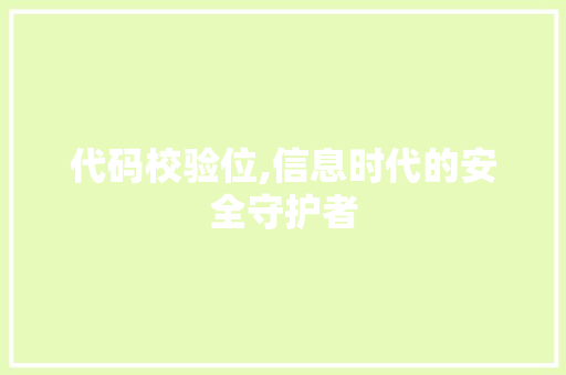 代码校验位,信息时代的安全守护者 网站优化
