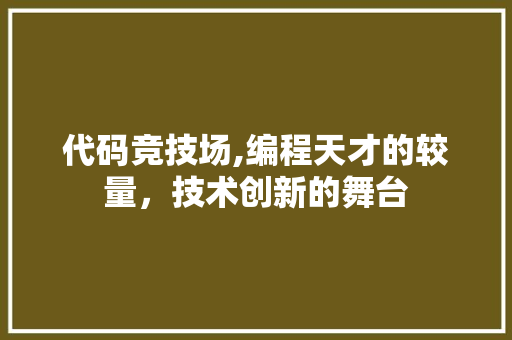 代码竞技场,编程天才的较量，技术创新的舞台