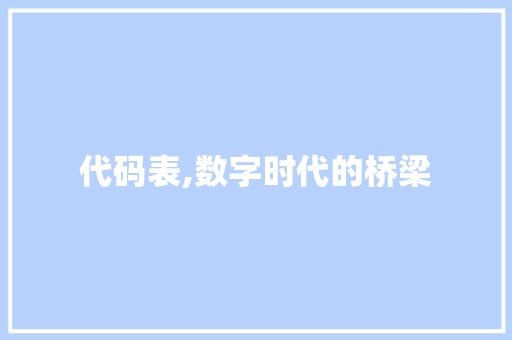 代码表,数字时代的桥梁 网站优化