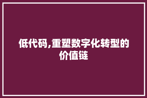 低代码,重塑数字化转型的价值链