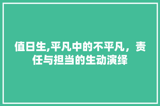 值日生,平凡中的不平凡，责任与担当的生动演绎 头条优化
