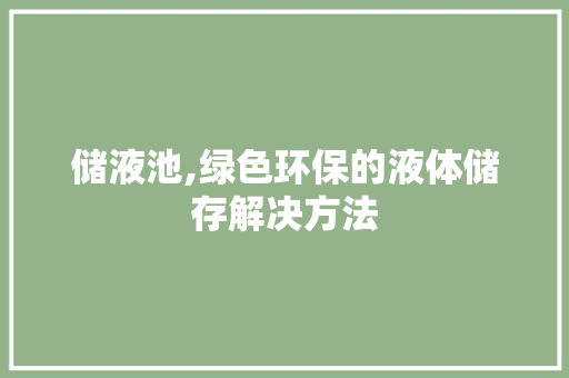 储液池,绿色环保的液体储存解决方法 英文谷歌算法