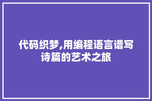 代码织梦,用编程语言谱写诗篇的艺术之旅 seo技术