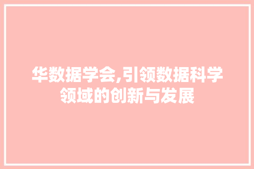 华数据学会,引领数据科学领域的创新与发展