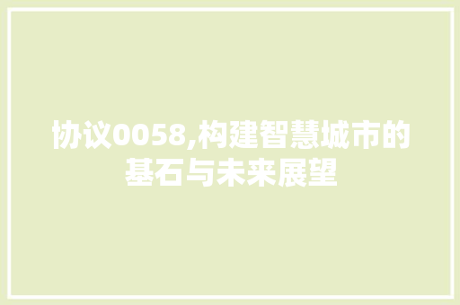 协议0058,构建智慧城市的基石与未来展望