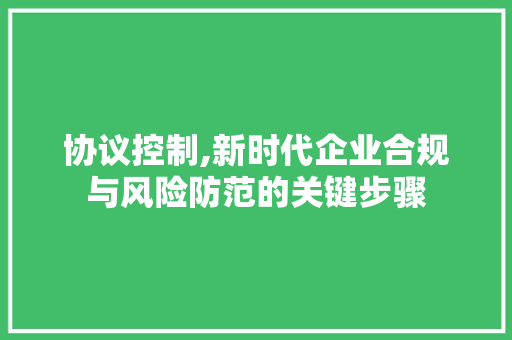协议控制,新时代企业合规与风险防范的关键步骤