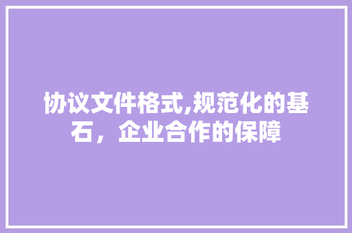 协议文件格式,规范化的基石，企业合作的保障