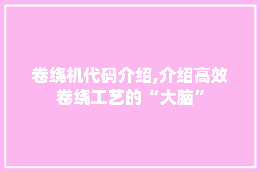卷绕机代码介绍,介绍高效卷绕工艺的“大脑”